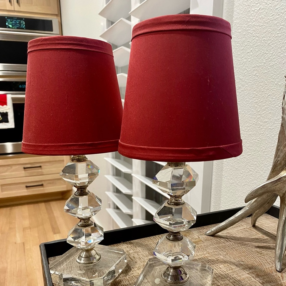 2 Excellent, never used acrylic tea light holder with deep red shades